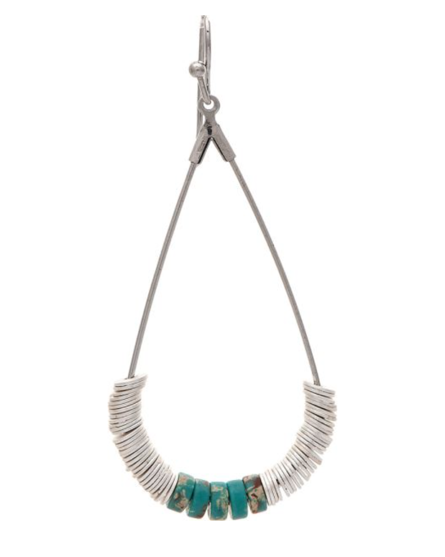 RAIN Silver Turquoise Disc Bead Teardrop Earring - E3449S