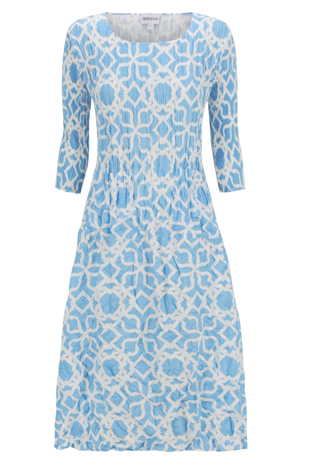 Alquema 3/4 Sleeve Smash Pocket  Dress - LABYRINTH BLUE