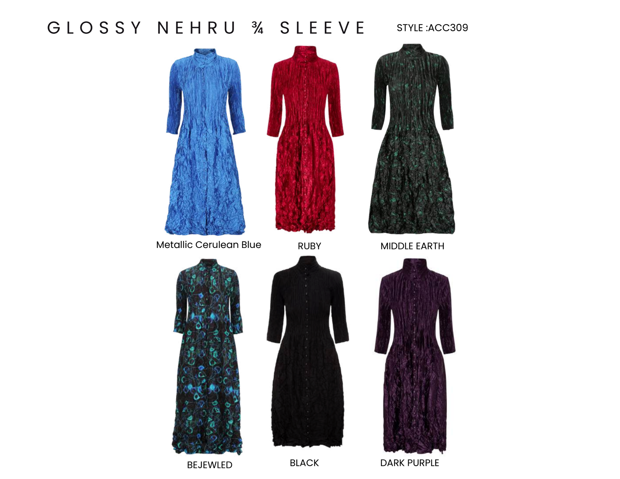 Alquema Metallic Nehru Coat Dress - ACC309 - RUBY