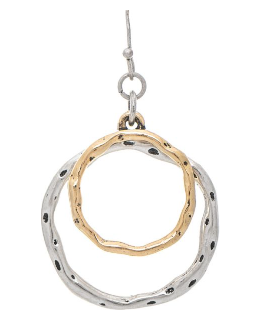 RAIN Shiny Two Tone Double Circle Earring - E5154TT