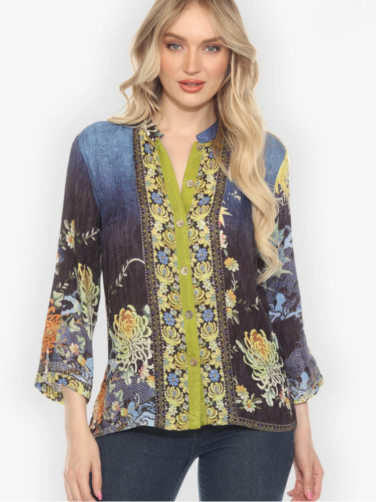Citron "Mums Border Classic Citron Silk Blouse" - 1213MB