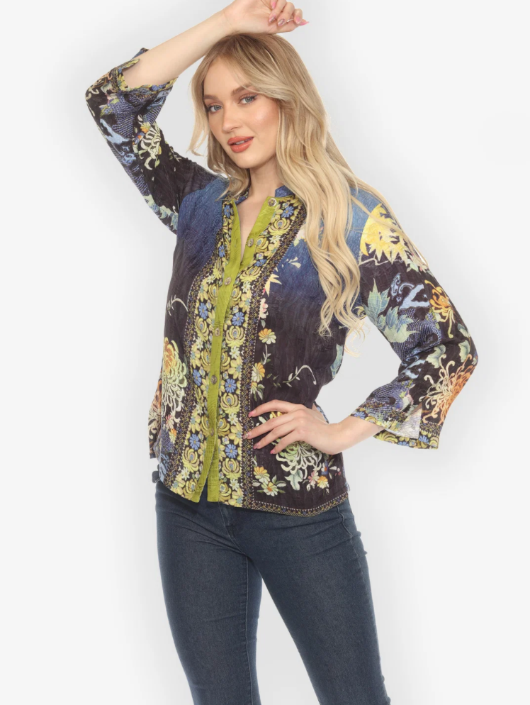 Citron "Mums Border Classic Citron Silk Blouse" - 1213MB