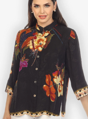 Citron "Phoenix on Flowers Silk Blend Blouse" - 1213POF