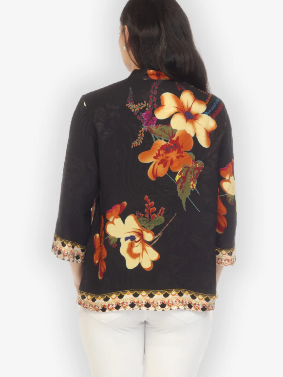 Citron "Phoenix on Flowers Silk Blend Blouse" - 1213POF