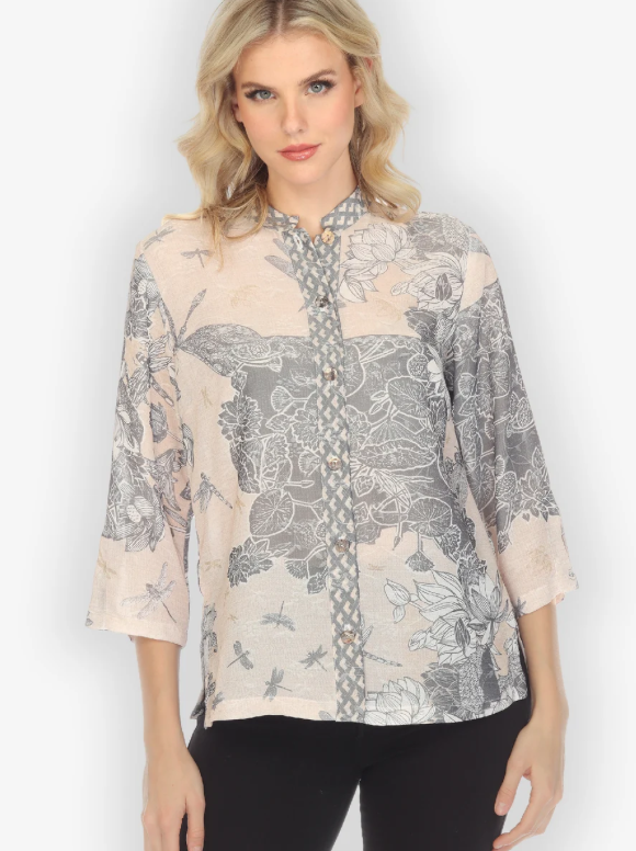 Citron "Dragonfly with Lotus Rayon Blouse" - 1213DLWR