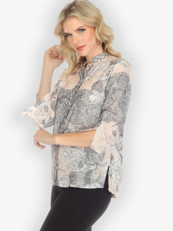 Citron "Dragonfly with Lotus Rayon Blouse" - 1213DLWR
