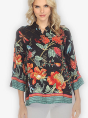 Citron "Elegant Darling Border Silk Blend Blouse" - 1213EDBS
