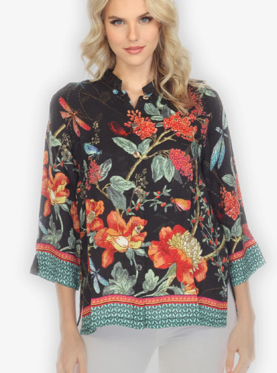 Citron "Elegant Darling Border Silk Blend Blouse" - 1213EDBS