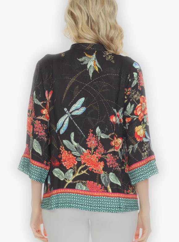 Citron "Elegant Darling Border Silk Blend Blouse" - 1213EDBS