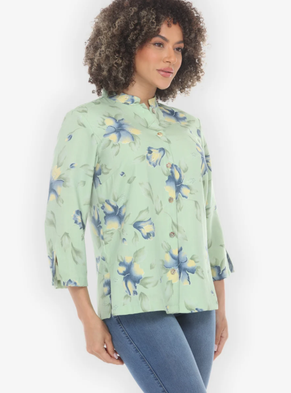 Citron "Hibiscus Leafy Mint Green Blouse" - 1213HL-MG