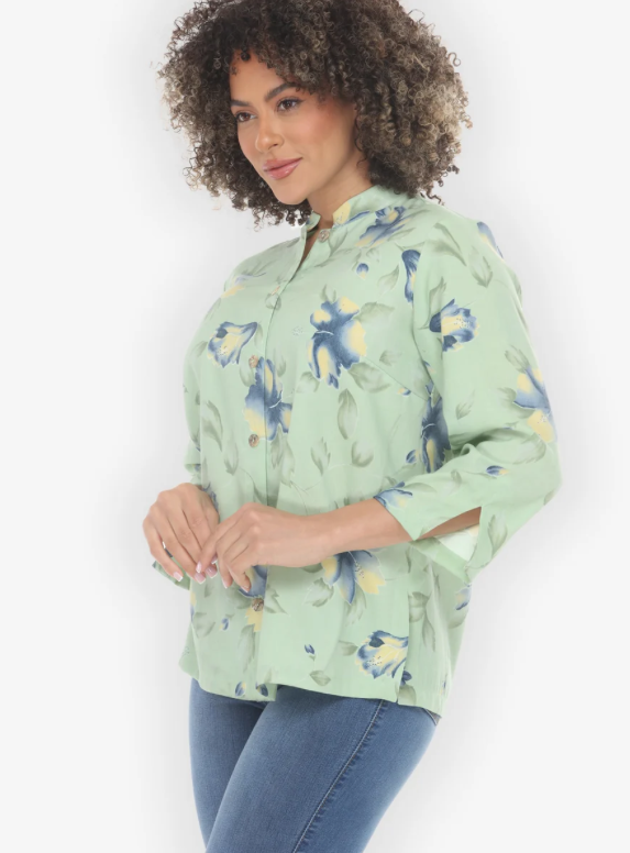Citron "Hibiscus Leafy Mint Green Blouse" - 1213HL-MG