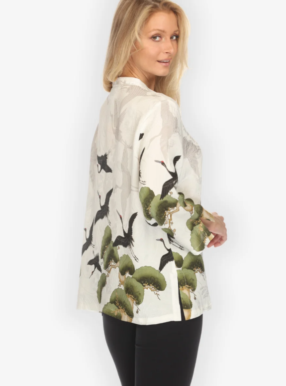 Citron "Crane Over Forest in White Silk Blouse" - 1213COFW