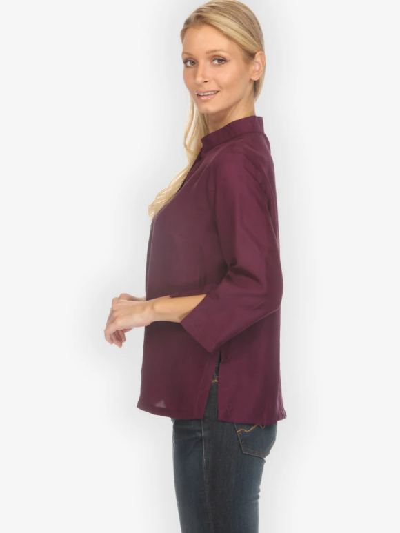 Citron "Solid Deep Purple Silk Blouse" - 1213SS-DP