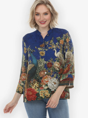 Citron "Peacock Garden in Indigo Silk Blouse" - 1213PGI