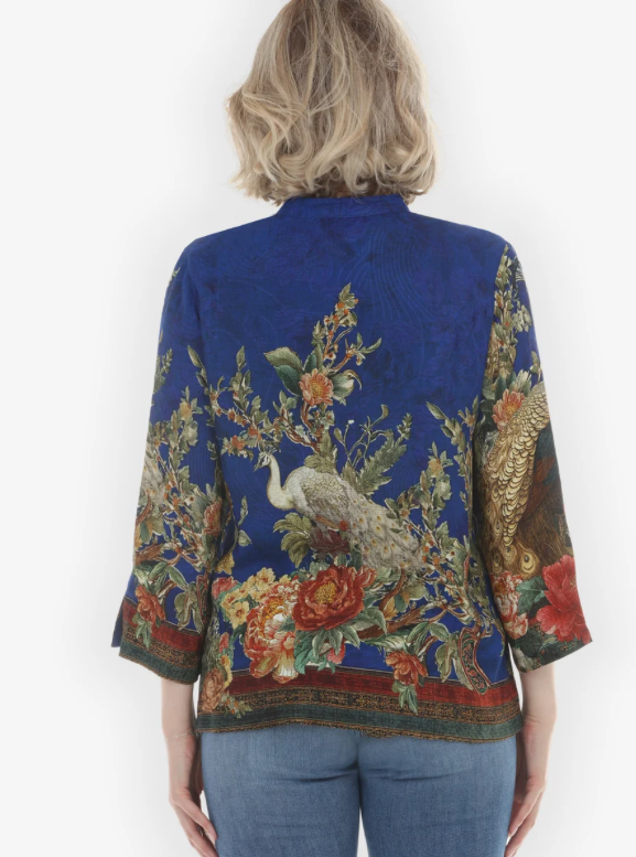 Citron "Peacock Garden in Indigo Silk Blouse" - 1213PGI