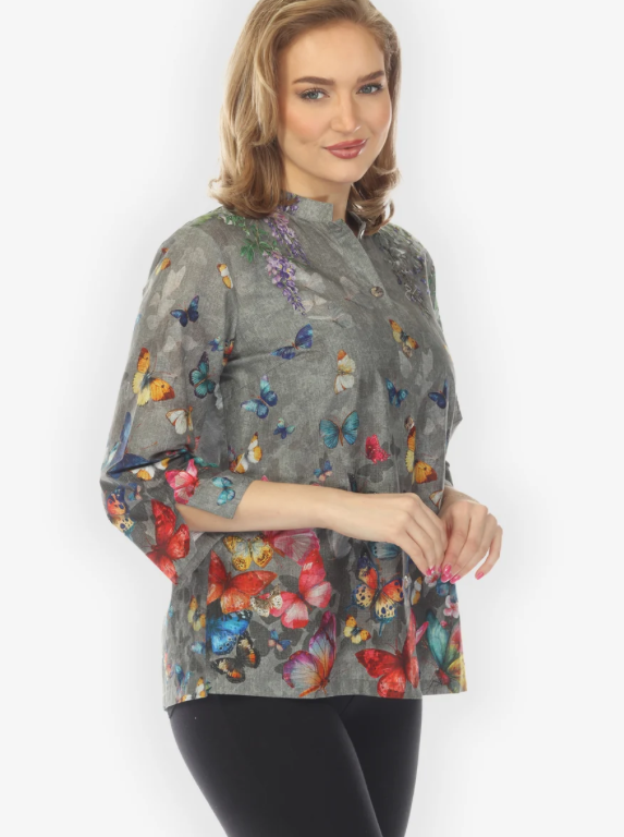 Citron "Swarm of Butterflies Cotton Blouse" - 1213SOB