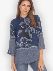 Citron "True Blue Shibori Silk Blend Blouse" - 1213TBS