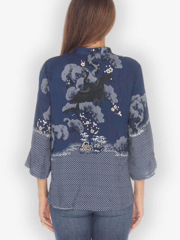 Citron "True Blue Shibori Silk Blend Blouse" - 1213TBS