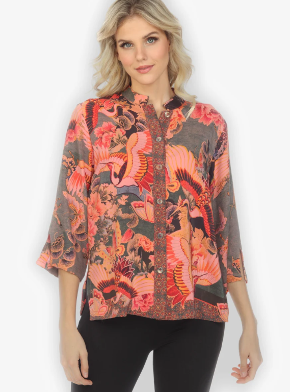 Citron "Crane Butterfly Silk Blouse" - 1213CBS