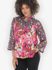 Citron "Abstract Floral Print Pink Silk Blouse" - 1213AFPP