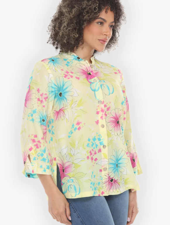Citron "Shower of Blossoms Pink Blue Blouse" - 1213SBPB