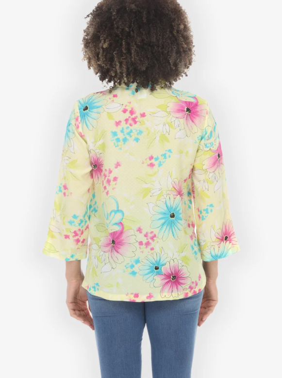 Citron "Shower of Blossoms Pink Blue Blouse" - 1213SBPB