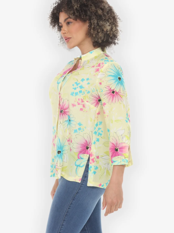 Citron "Shower of Blossoms Pink Blue Blouse" - 1213SBPB