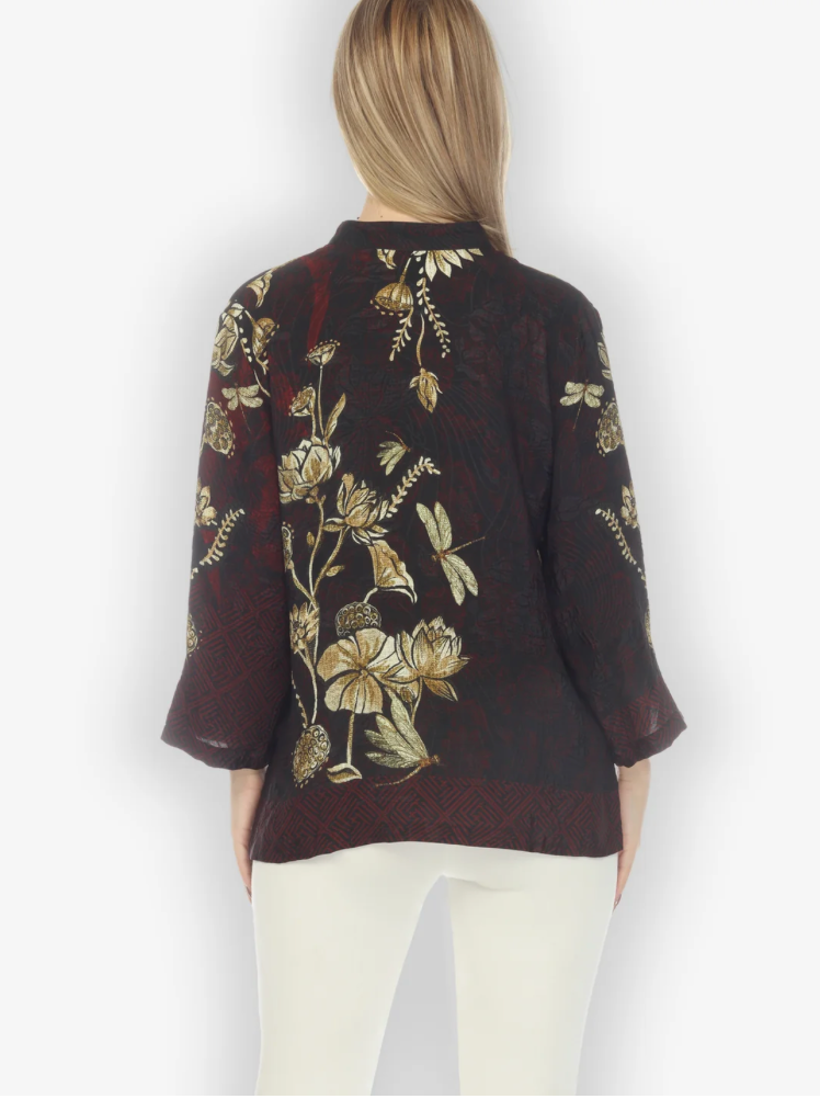 Citron "Big Lotus and Dragonfly Silk Blouse" - 1213BLD