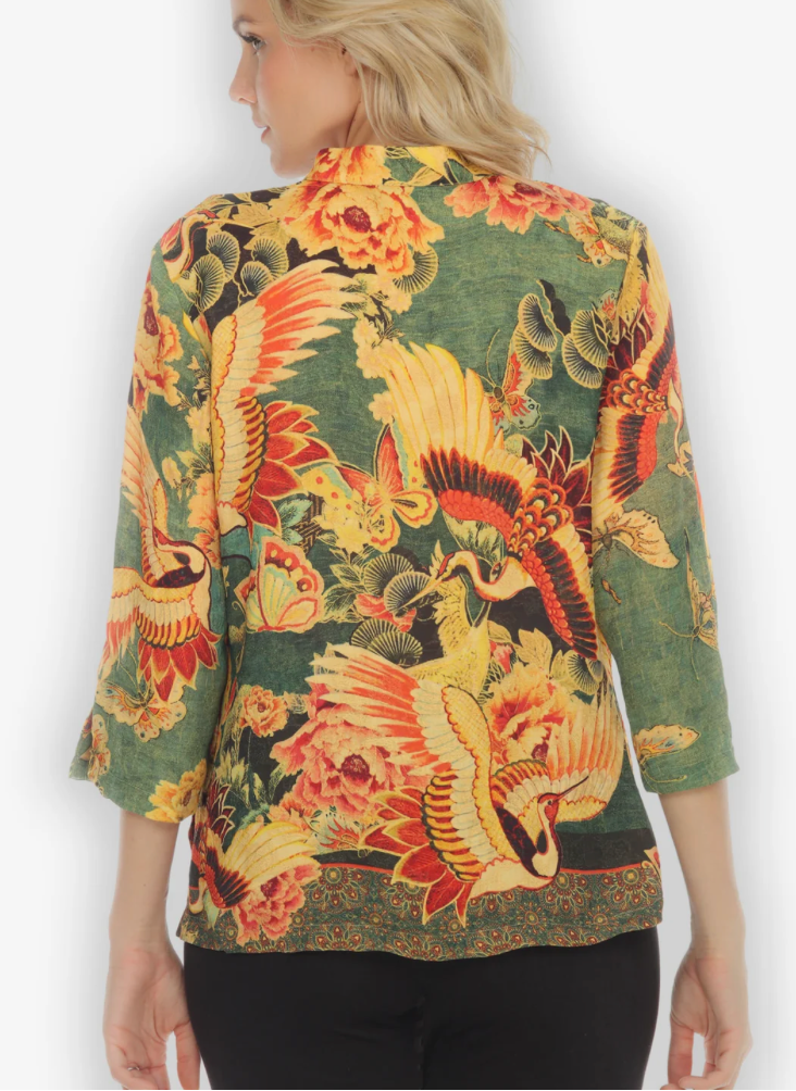 Citron "Crane Butterfly Dyed Citron Style Blouse" - 1213GCBD