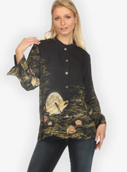 Citron "Lotus Dragonfly Moon Silk Blouse" - 1213LDM