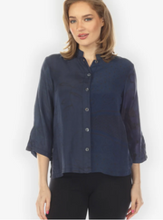 Citron "Silk Patch Print Navy Hand Dyed Blouse" - 1213SPPN-HD