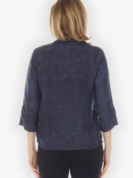 Citron "Silk Patch Print Navy Hand Dyed Blouse" - 1213SPPN-HD