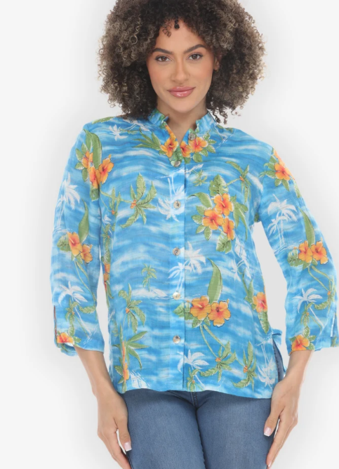 Citron "Tropical Island Vibrant in Sky Blue Blouse" - 1213TIB-SB