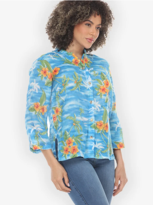 Citron "Tropical Island Vibrant in Sky Blue Blouse" - 1213TIB-SB
