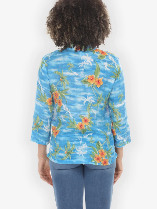 Citron "Tropical Island Vibrant in Sky Blue Blouse" - 1213TIB-SB
