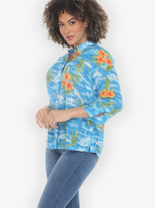 Citron "Tropical Island Vibrant in Sky Blue Blouse" - 1213TIB-SB