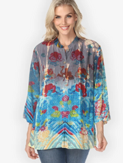 Citron "Flower Waves Gray Tie Dye Blouse" - 1213FWG-TD