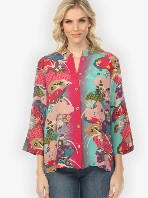 Citron "Vintage Japan Deep Pink Silk Blouse" - 1213VJ-DP