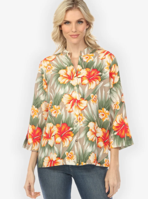 Citron "Tropical Hibiscus Garden Blouse" - 1213THG