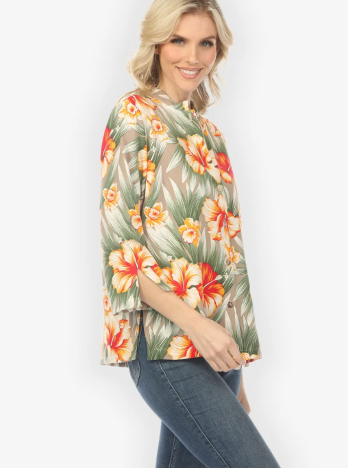 Citron "Tropical Hibiscus Garden Blouse" - 1213THG