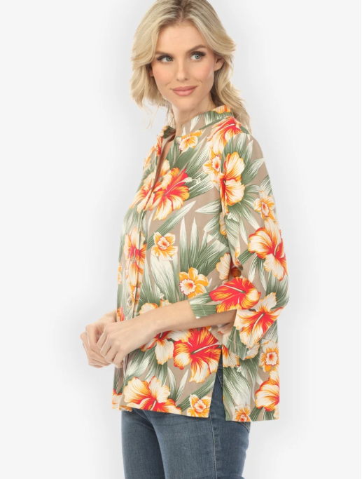 Citron "Tropical Hibiscus Garden Blouse" - 1213THG