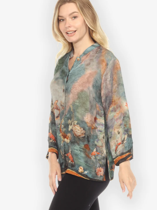 Citron "Watercolor Koi Silk Blouse" - 1213WK