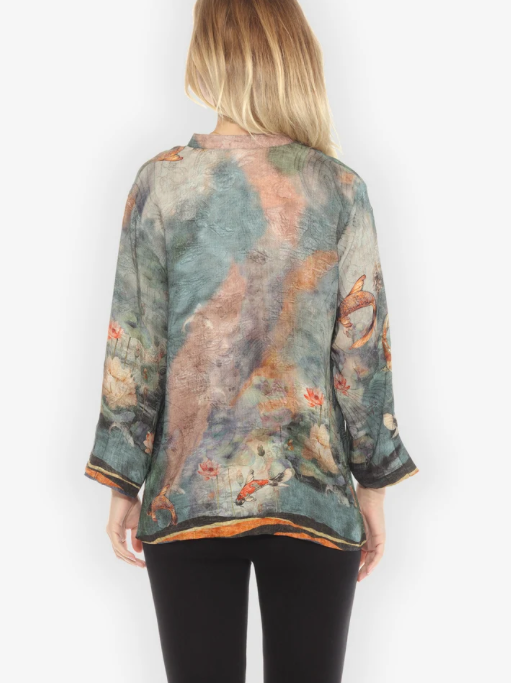 Citron "Watercolor Koi Silk Blouse" - 1213WK