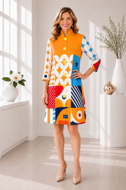 Vanite Couture Button Front Mixed Media Jacket/Dress - 88770 - GARDEN HARVEST