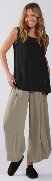 Sydney Project Ray Round Neck Flowy Tank Top - AFT107 - CHARCOAL (NOT BLACK)