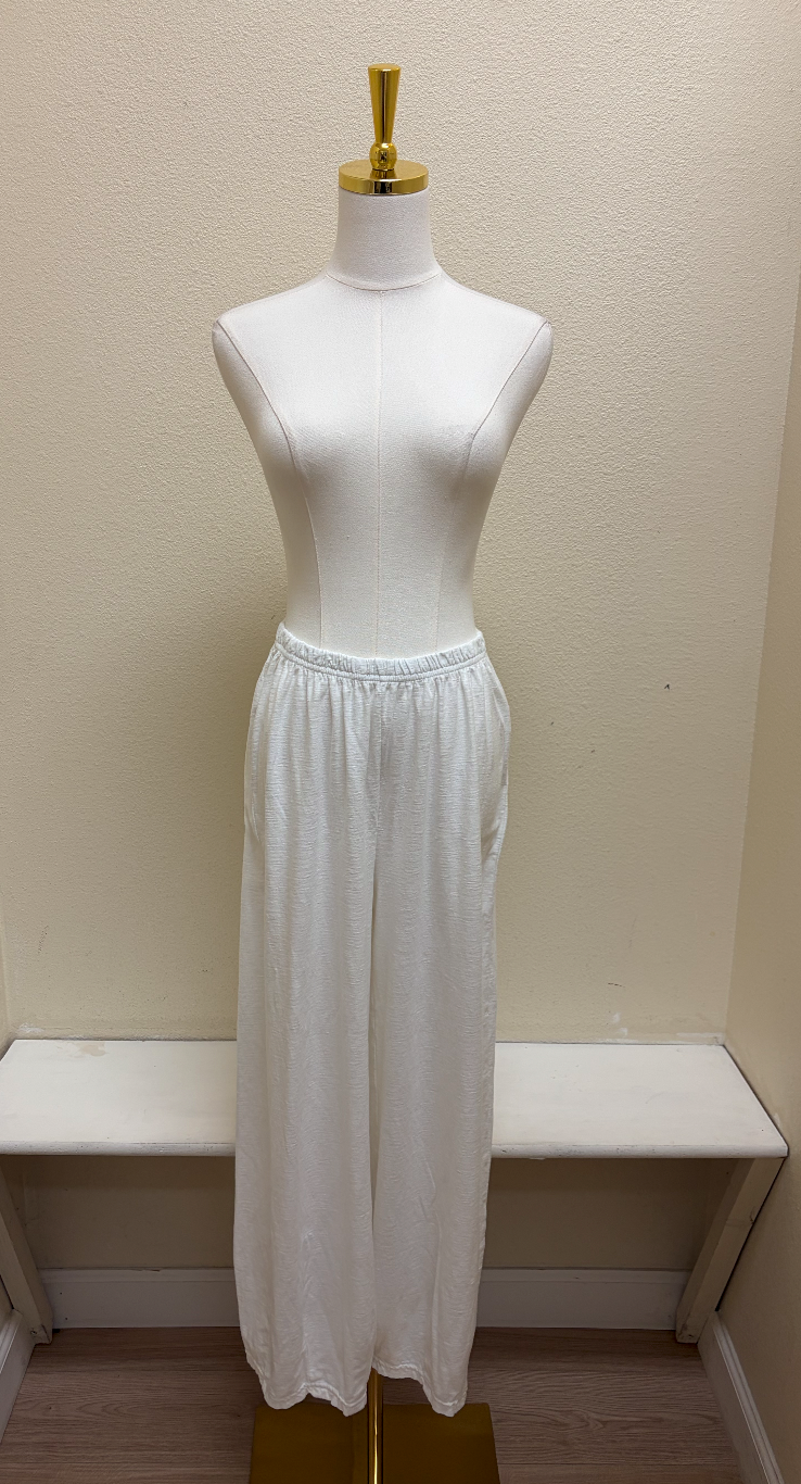 CUT LOOSE Linen Cotton Jersey Cropped Pants with Darts - 5012088 - WHITE
