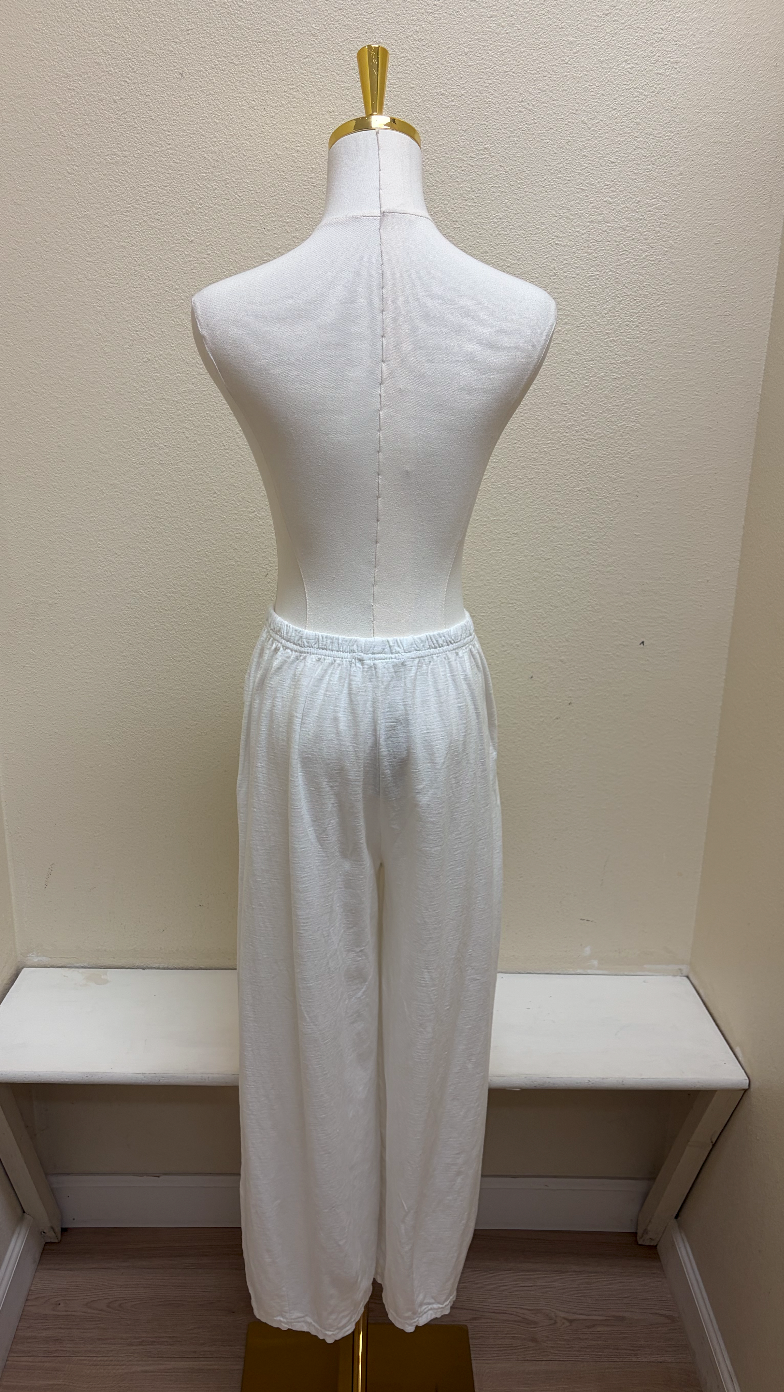 CUT LOOSE Linen Cotton Jersey Cropped Pants with Darts - 5012088 - WHITE