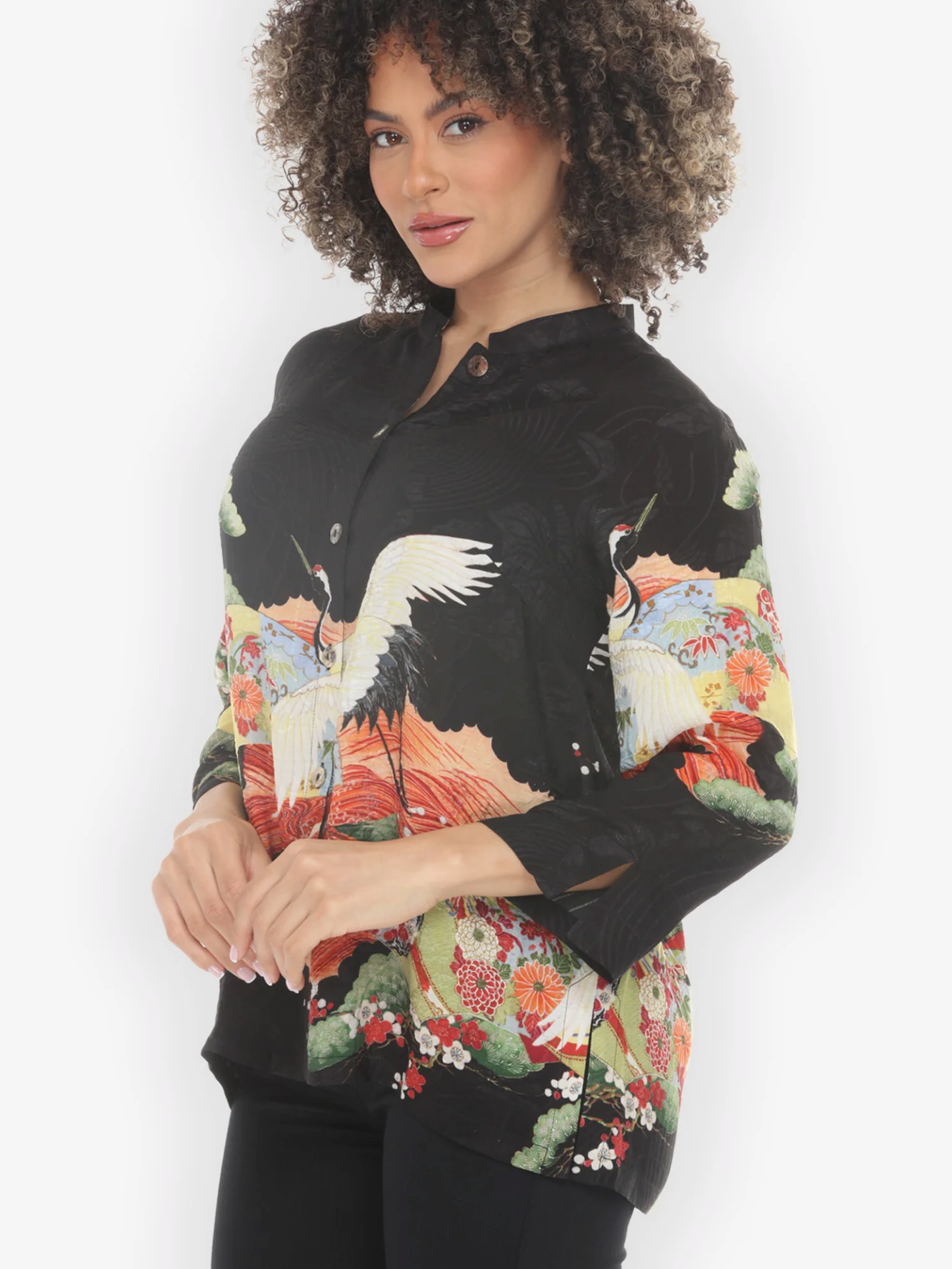 Citron "Fans Cranes Pines Silk Blouse" - 1213FCP
