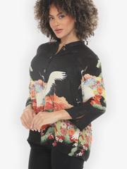 Citron "Fans Cranes Pines Silk Blouse" - 1213FCP