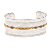 RAIN Two Tone Gold Bead Wide Cuff Bracelet - B1599TT